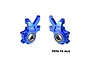 A pair of blue anodized aluminium oversized steering hubs for RC cars, marked with L and R for left and right sides.