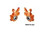 Two orange anodized aluminium RC steering hubs with bearings, marked with L and R, GPM branding, and 7075 material designation.