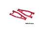 Two red anodized aluminium front upper suspension arms for RC cars by GPM Racing, shown on a white background.