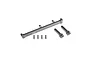 GPM Racing aluminium rear bumper in grey silver finish with mounting brackets and screws for RC cars.