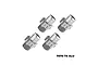 Four silver GPM Racing aluminium 17mm +5mm wheel hex adapters arranged on a white background.