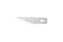 A single silver-coloured #2 straight edge hobby knife blade with a pointed tip and a rectangular mounting slot.