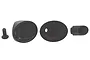 RPM black 1/10 scale side exit exhaust tips including mounting hardware on a white background.