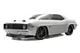 A silver 1/10 scale HPI RS4 Sport 3 RC car featuring a 1969 Chevrolet Camaro Z28 body with black wheels and tinted windows, isolated on a white background.
