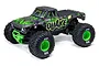 ARRMA Quake 223S BLX RC monster truck in green and black with aggressive tread tires and a detailed body shell.