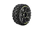 Louise 1/8 B-Uphill (Soft) 0/12mm Offset Buggy Tyres on Black Rims - Glued Wheels 2Pcs L-T3364SB