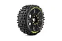 A single Louise 1/8 scale B-ulldoze buggy wheel with a black multi-spoke rim and aggressive block tread pattern, featuring yellow branding on the sidewall.