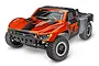 Traxxas Slash VXL RC short course truck with orange and black Fox Racing livery on a white background.