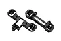 Two black plastic Traxxas clipless body mount latches shown from a top-down perspective against a white background.