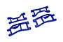Four blue Traxxas HD WideMaxx suspension arms arranged on a white background.