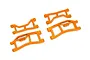 Four orange Traxxas HD WideMaxx rear suspension arms arranged on a white background.