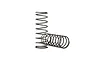Two grey metal coil springs for RC car shock absorbers, one standing upright and one lying horizontally on a white background.