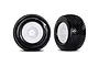 Two Traxxas Response Pro RC car tyres mounted on white dish rims, shown from front and side angles.