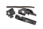 Traxxas black plastic differential and receiver cover components including a foam strip on a white background.