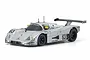 Kyosho Mini-Z Sauber-Mercedes C9 No.63 RC car in silver livery with black wheels and rear wing on a white background.