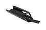 A black carbon fibre main chassis for an RC vehicle, featuring a U-shaped design with multiple mounting holes and cutouts.