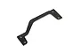 A flat, carbon fibre rear chassis brace with a distinct angled shape and four mounting holes, isolated on a white background.
