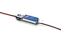 Hobbywing 3A UBEC voltage regulator with blue label and black and red wiring on a white background.