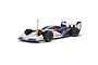 ARRMA Limitless 1/7 scale RC street basher car in white and blue livery with a large rear wing and black wheels on a white background.