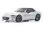 Kyosho Mini-Z Mazda Roadster RC car in Ceramic Metallic finish, viewed from a front three-quarter angle against a white background.