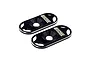 Two black anodized aluminium wing buttons from INOV8 with silver chamfered edges and laser-etched branding.