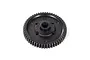 A black plastic 54T spur gear for RC vehicles, showing the central hub and mounting holes against a white background.