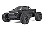 A black ARRMA Big Rock 223S RC monster truck viewed from a front three-quarter angle against a white background.