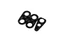 Three carbon fiber weight spacers of varying shapes arranged on a white background.