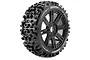 Louise 1/8 B-Pioneer (Soft) Buggy Tyres on Black Spoke Rims - Glued Wheels 2Pcs L-T3130SB