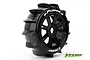 A single Louise 1/8 scale B-Paddle sand tyre mounted on a black multi-spoke RC wheel against a white background.