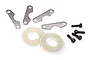 HSP RC brake disc set including two circular brake discs, four metal plates, and four black socket head screws.