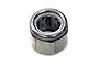 A close-up studio shot of a small metal one-way bearing for an RC car gearbox.