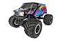 Team Associated MT12 Monster Van RC monster truck with a black, purple, and blue paint scheme on a white background.