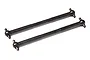 Two metal RC car drive shafts with ball joints at each end, shown against a plain white background.