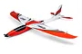E-Flite ElectroStreak 1.1m RC plane in red, white, and black livery, viewed from a high angle against a white background.