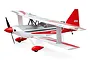 E-Flite Ultimate 3D Smart RC biplane in red, white, and grey livery, viewed from a three-quarter angle against a white background.