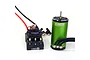 Castle Creations Cobra 10 ESC and green sensored brushless motor combo for RC vehicles on a white background.