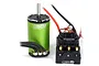 Castle Creations Cobra 10 ESC and green sensored brushless motor combo on a white background.