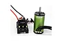 Castle Creations Cobra 10 ESC and green sensored brushless motor combo on a white background.
