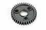 A black plastic 36-tooth spur gear for Traxxas RC vehicles, shown from a top-down angle against a white background.