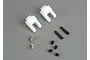 Traxxas differential output yokes with included screws and pins on a grey background.