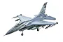 FMS F-16 Fighting Falcon RC jet in battlefield grey livery with South Dakota markings, shown on a white background.