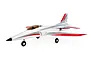 E-Flite Habu STS RC EDF jet airplane in white, silver, and red livery, shown from a side profile against a white background.