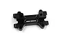 A black anodized aluminium front bulkhead for an RC car by Yeah Racing, featuring machined edges and the brand logo.