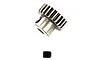 A silver metal 23-tooth pinion gear for an RC car, shown with a small black grub screw below it against a white background.
