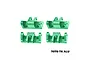 Four green anodized aluminium lower shock mounts from GPM Racing arranged in a grid on a white background.