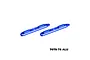 Two blue anodized aluminium roof rails for RC cars by GPM Racing, shown on a white background.