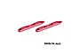 Two red anodized aluminium roof rails for RC cars by GPM Racing, shown against a white background.