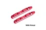 Two red anodized aluminium roof guard rails for RC cars by GPM Racing, featuring mounting holes and the GPM logo.