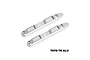 Two silver GPM Racing aluminium roof guard rails for 1/8 scale RC cars, shown from an angled top-down perspective.